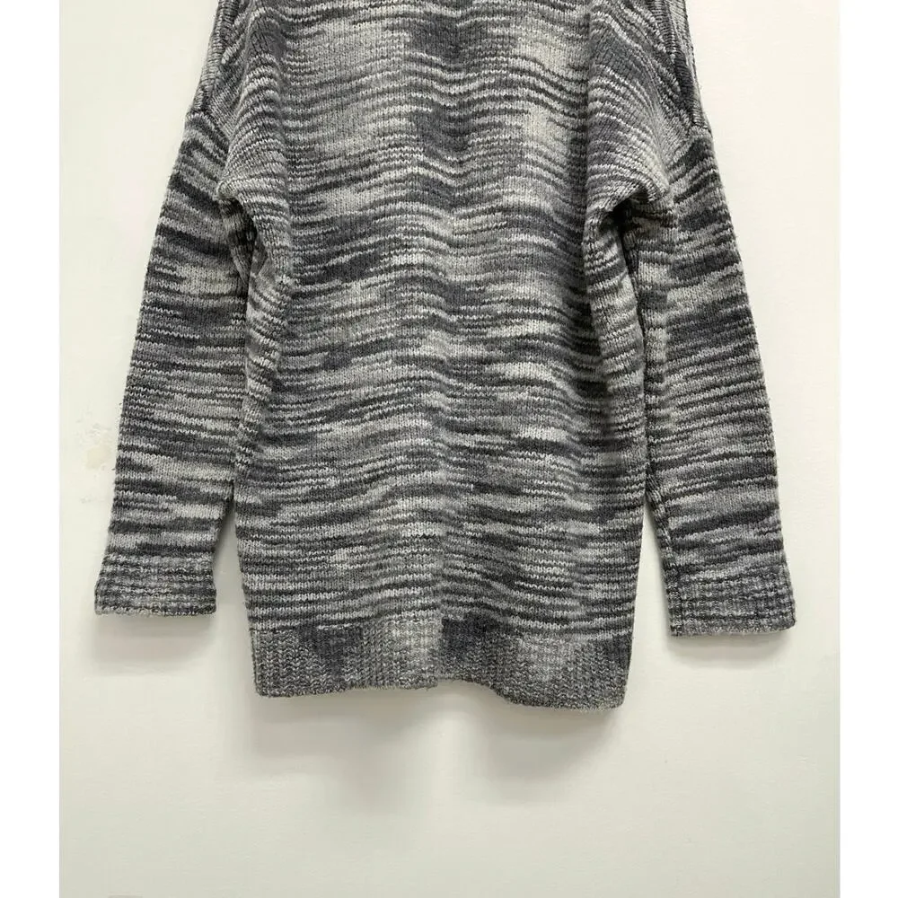 Vince Wool-Silk Oversized Drop-Shoulder V-Neck Space-Dye Knit Cozy Sweater - Med
